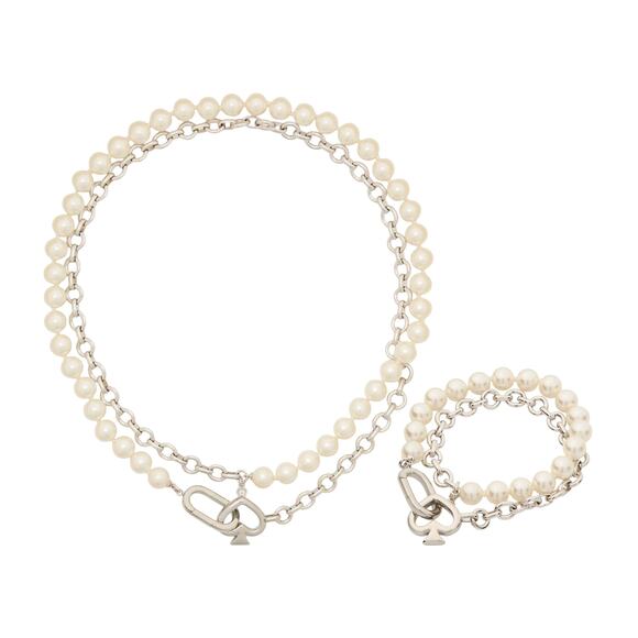 KATE SPADE New York Statement Spade Pearl Wrap Necklace & Bracelet Gift Set - Picture 1 of 13